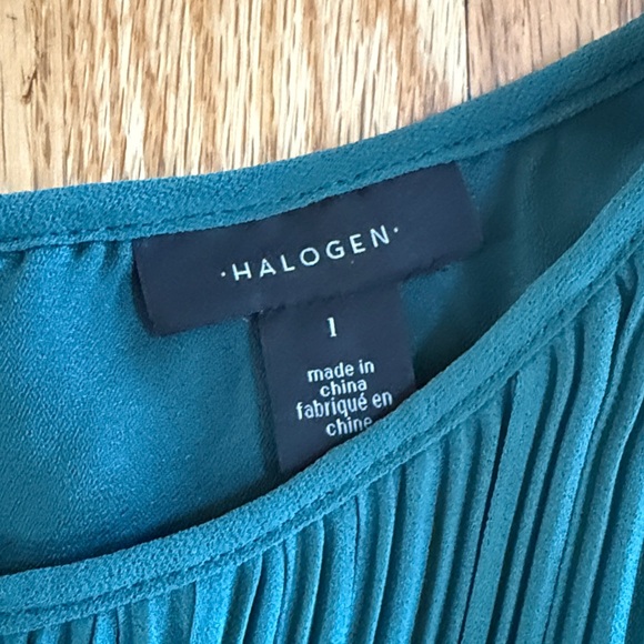 Halogen Jade Green Pleated Sleeveless Blouse, Size Large - Picture 3 of 6